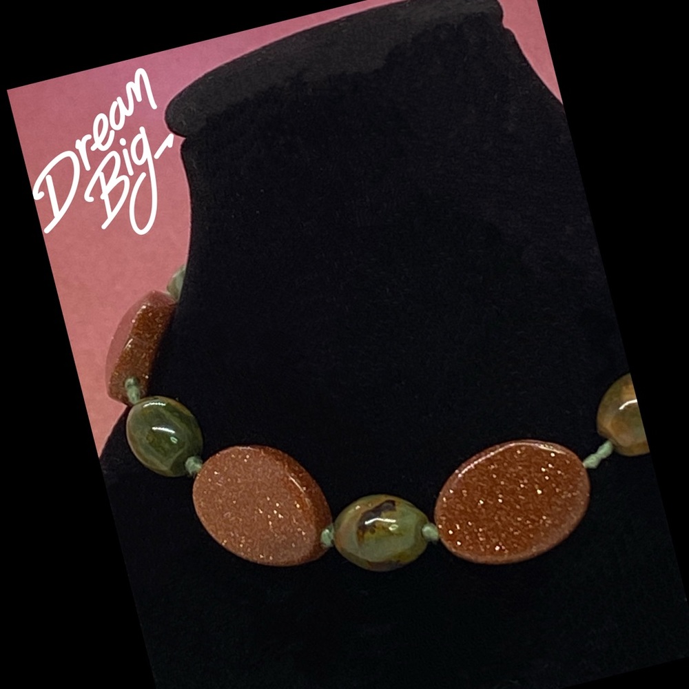 Goldstone & Rain Forest Jasper Beaded Bracelet - Picture 3 of 3